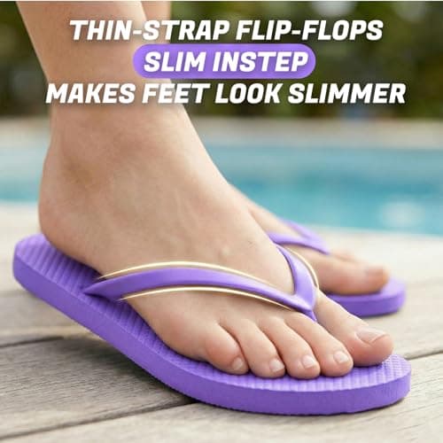 Women's Non-Slip Flip Flops Ultra Lightweight Basic Thongs Rubber Soft Slide Slip-on Shoes Beach Pool Shower Sandals (Purple, Adult, Women, 4, Numeric Range, UK Footwear Size System, 5, Medium) — view 3