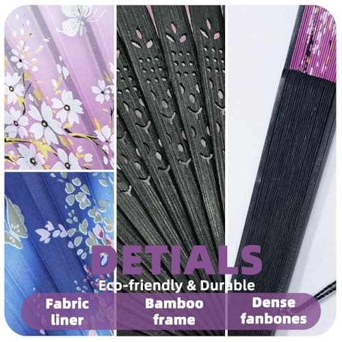 Belegao 2PCS Folding Hand Fans with Pouch and Tassel Elegant Hand Fans — view 3