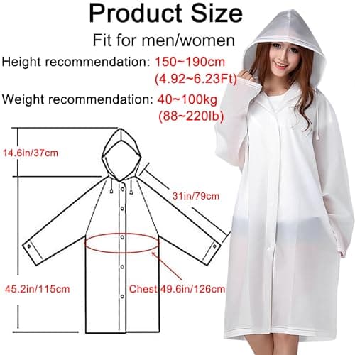 Cosowe Rain Poncho Raincoats for Adults, 2 Pack Reusable Rain Jacket Rainwear with Hoods and Sleeves, Waterproof for Emergency, Outdoors, Camping, Disney — view 3