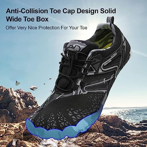 XIHALOOK Mens Womens Womens Hiking Shoes Quick Dry Barefoot Walking Shoes Beach Hiking Kayaking Surfing Training Shoes, A Grey Black, 7/8 UK — view 5