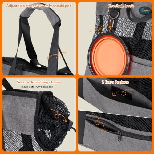 Ownpets XL Pet Carrier Handbag,Grey,Up to 20lbs — view 5
