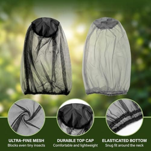 4Pcs Midge Net, Mosquito Head Net Set with Fine Mesh Design for Outdoor Activities, Nylon Mosquito Head Protecting Net for Outdoor Hiking Camping Climbing Fishing — view 3