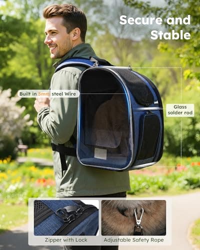 pecute Cat Backpack Expandable, Backpack for Cats & Small Dogs, Blue — view 5