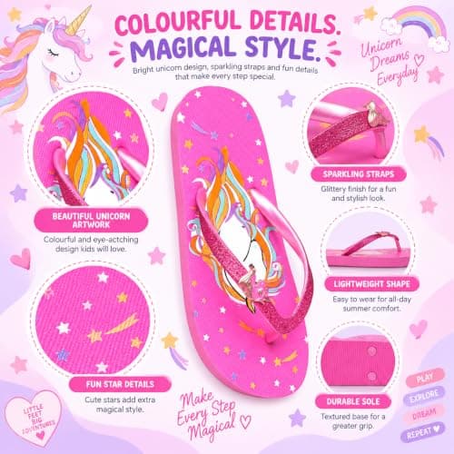 A2Z 4 Kids Girls Unicorn - Flip Flop 2579 Unicorn Pink 2/3 UK — view 5