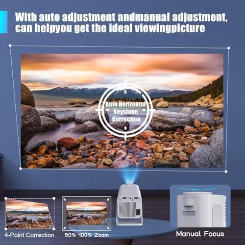 Portable Smart Projector with WiFi & Bluetooth, Native 1080P Supports 4K, 300 ANSI Lumens, Auto Keystone, Android 11.0, Hi-Fi Speaker for Home Cinema, Bedroom, Outdoor — view 6