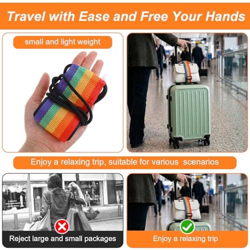 3 Pcs Colourful Luggage Connector Straps for Suitcases, Adjustable Elastic Luggage Straps with Buckle, Portable Travel Bag Strap for Backpack Purse Handle Attachment, Multicolour — view 3