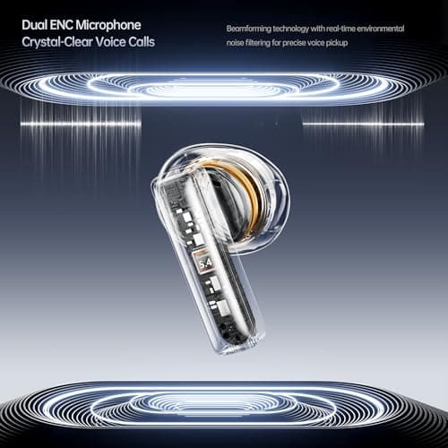 PORTENTUM Wireless earbuds – Customisable LED Touchscreen – Dual ENC Noise cancelling – Headphones bluetooth 5.4 – 50h battery – Touch control Earphones – HiFi bass – Comfortable fit ear buds – USB-C — view 5