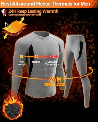 UNIQUEBELLA Men's Ski Underwear Winter Suit Thermal Underwear [Thermal Underwear] - Grey, Small — view 3