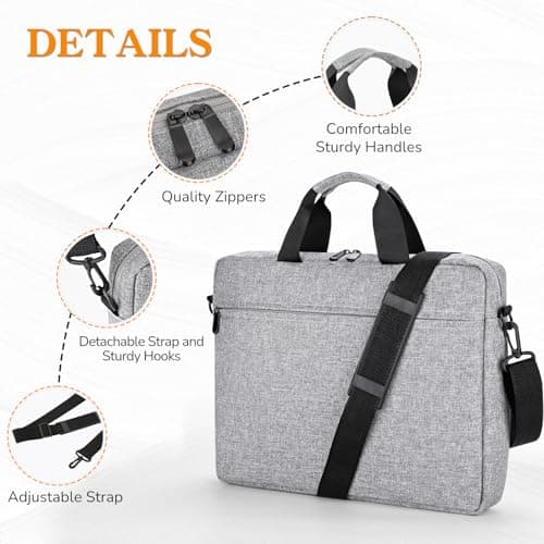 HEDUGO Laptop Bag Case 15.6 Inch Computer Sleeve Messenger Bag with Adjustable Shoulder Strap Briefcase Carry Case for Men Women to Work School Travel,Fit 14 to 16 Inch Laptops — view 3
