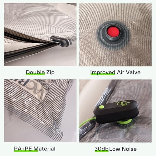 Vacbird Vacuum Storage Bags, Reusable Space Saver Bags with Electric Air Pump, Double Zip and Airtight Valve for Travel, 9 Pack — view 6