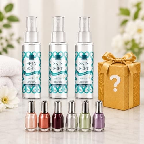 3 x Avon Skin So Soft Original Smoothing Dry Oil Spray 100ml - Contains insect citronella which repels insects & Nail Polish - Travel Size
