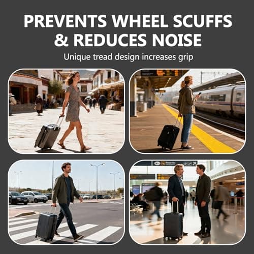 Suitcase Wheel Covers for Travel Protection – 4 Pack Silicone Luggage Wheels Protectors – Noise Reduction Wheel Guards for Spinner Trolley – Universal Fit Suitcase Accessories for Airport Travel — view 6