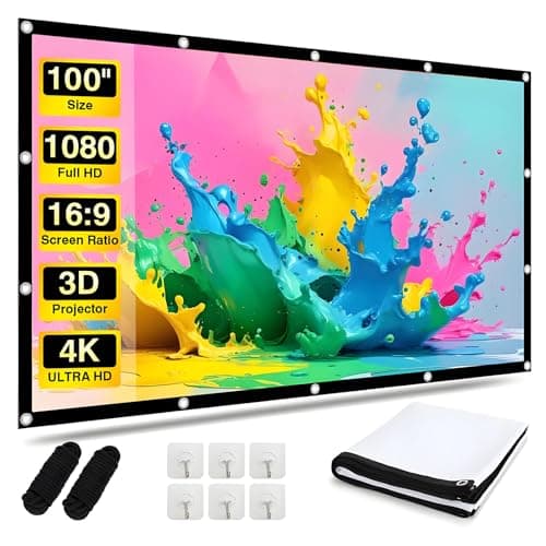 Projector Screen 100 Inch, Andthere 16:9 HD Foldable Portable Outdoor