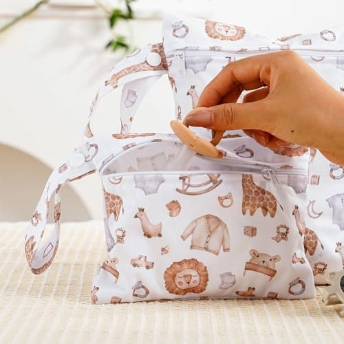 KASESSS 3 Pcs Wet Dry Bag, Travel Laundry Bags, Wet Bag, Waterproof Wet Bags for Swimming, Nappy Bag Organiser with Zip, Nappy Pouch for Baby Items, Wet Clothes Bag for Travel Beach Camping Swimming — view 4