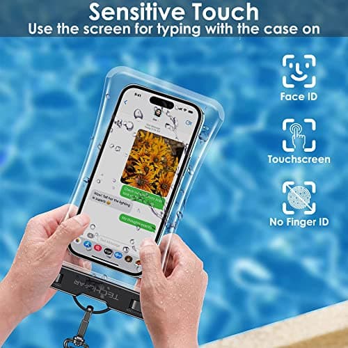 TECHGEAR Waterproof Phone Pouch, IPX8 Floating Case for Swimming, Waterproof Phone Bag with Lanyard Compatible for iPhone 17 16e 16 15 14 13, Samsung Galaxy S25 S24 S23 S22+ S21 Ultra A17 A16 A36 A55 — view 3