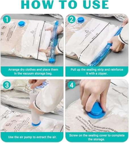 Vacuum Storage Bags - 3 Pack 100X130CM Extra Large Strong Space Saver Compression Bags, Reusable Vacuum Storage Bags Storage Space for Duvets, Bedding, Quilts, Pillows — view 5