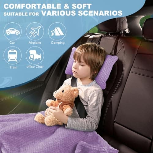 Nenolix 3 in 1 Travel Pillow and Blanket Set - 280 GSM Travel Blanket Airplane Compact with Bag, Inflatable Travel Pillow, Packable Airplane Blanket, Luggage Sleeve & Backpack Clip (Light Purple) — view 3