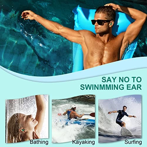 FNGXX Swimming Ear Plugs, 3 Pairs Waterproof Reusable Silicone Swim Earplugs for Swimming Surfing Snorkeling and Other Water Sports (Adults & Teens 14+) — view 5