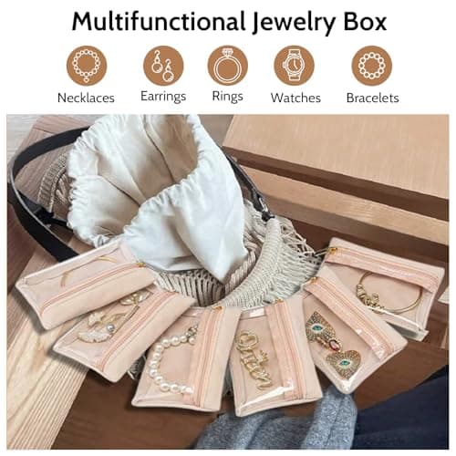 Businey Travel Jewellery Pouches,12pcs Small Jewellery Bag with Zipper, Jewellery Rolls for Travelling, Jewellery Organiser for Women Travel Business Trip — view 5