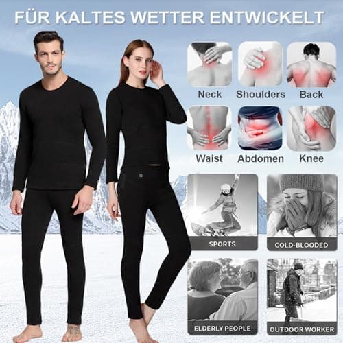 TOVCHEI Heated Thermal Underwear Set with APP Control Smart Electric Heating Long Johns Fleece Lined Base Layer,Black,XL — view 6
