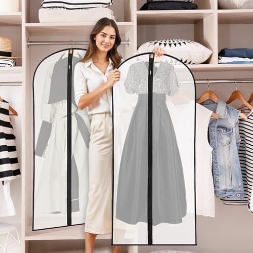 2 Pack Dress Bags Covers Long, 55in PEVA Garment Bags Suit Bags, Black Edge — view 4