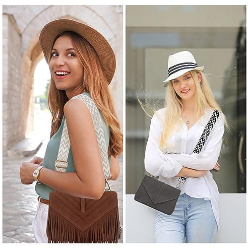 CENBEN 2PCS Bag Straps for Handbags, Crossbody Bag Strap with Metal Swivel Hooks, Adjustable Replacement Shoulder Strap Wide Handbag Straps for Crossbody Bag, Luggage, Laptop and Duffle(Black & Beige) — view 5