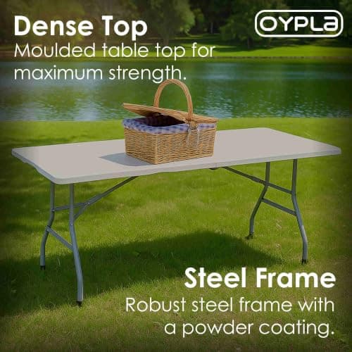 Oypla Heavy Duty Folding Catering Garden Trestle Table - 6ft, White — view 3