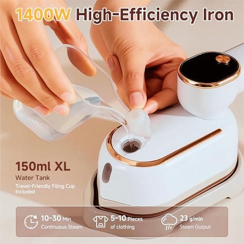 HRDZML Travel Steamer for Clothes,1400W Travel Iron,10-Second Rapid Heat-Up — view 5