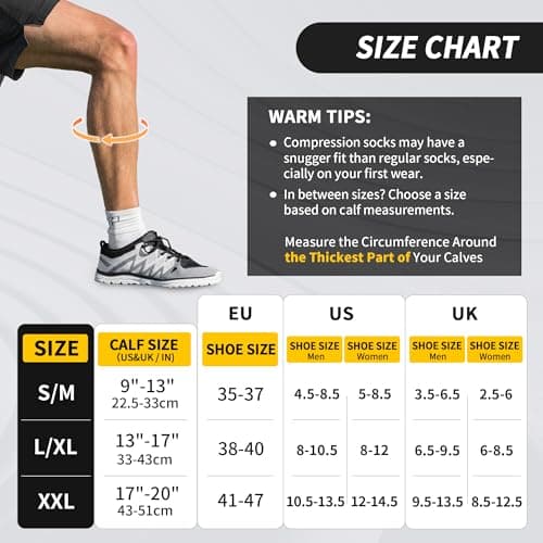 CAMBIVO 2 Pairs Compression Socks for Women & Men, 15-20mmHg Flight Socks, Graduated Support for Plantar Fasciitis Relief, Running, Pregnancy, Nurses, Travel Essentials — view 2