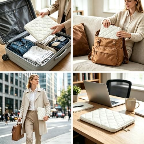 Songbala 15-16 Inch Laptop Sleeve Protective Case with Small Case, Compatible with MacBook Pro 16 M1-M5/MacBook Air 15 M1-M5 / HP/Lenovo/Dell/Acer/Chromebook, Beige — view 6
