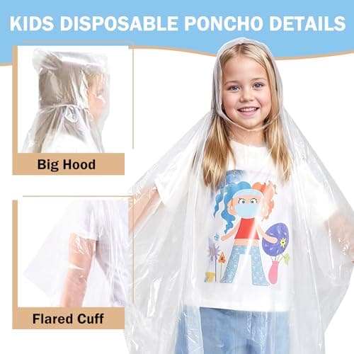 ALBOYI Disposable Rain Ponchos 10 Pack (5 Kids + 5 Adults), Waterproof Disposable Poncho Lightweight Emergency Raincoats for Family Outdoor Activities, Hiking, Camping, Travel - Unisex Rainwear — view 4