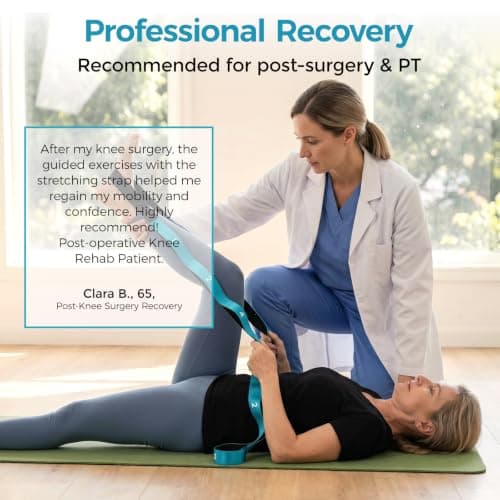 Slim Panda Yoga Strap with 12 Loops for Stretching, Non-Elastic Stretch Belt for Physiotherapy Pilates, Leg Stretcher Band for Flexibility, 220 x 3.8cm — view 6