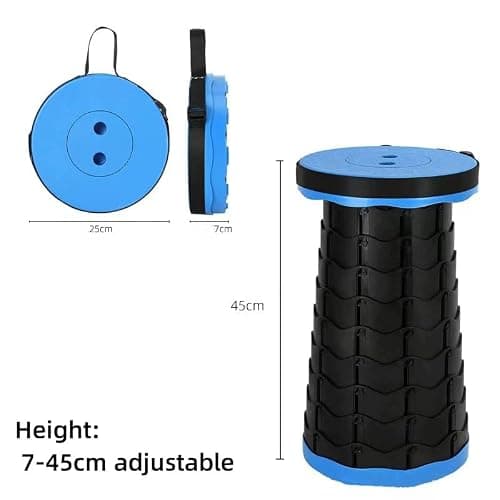 Telescopic Folding Stool Portable Adjustable Collapsible BBQ Seat (Black) — view 3