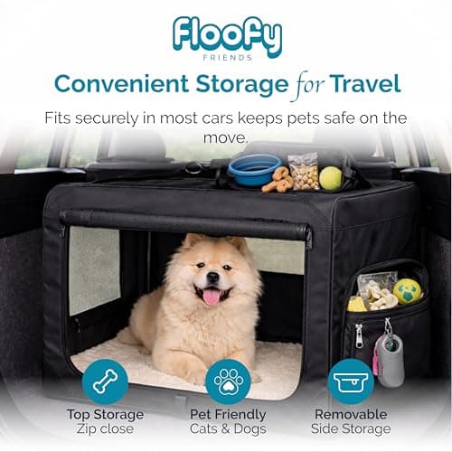 Floofy Friends Soft-Sided Dog Travel Crate - Foldable, Breathable Pet Carrier for Small Dogs & Cats, Ideal for Car Travel & Home Use — view 6