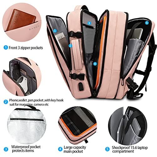 BANGE Travel Backpack,Flight Approved Carry On Backpack for International Travel Bag, Water Resistant Durable 17-inch Laptop Backpacks,Large Daypack Business Weekender Luggage Backpack for Men Women… — view 2