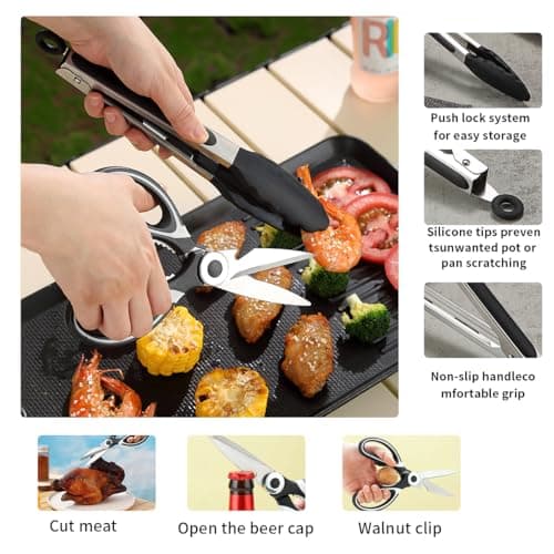 Camping Accessories, Evanda Camping Cooking Utensils, Travel Essentials, Portable Camping Kitchen Utensil Set for Travel, Picnics, RVs, Camping, BBQs, Parties — view 4