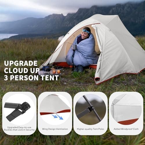 Naturehike Cloud Up Pro Camping Tent, 3 Person, Grey&Red — view 6