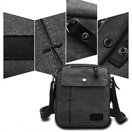 XGOPTS Mens Canvas Shoulder Bag Multi Pockets Messenger Bag 8 inch Small Sling Cross Body Chest Daypack Outdoor Sports Travel Organiser for Holiday Hiking Fishing Camping — view 6