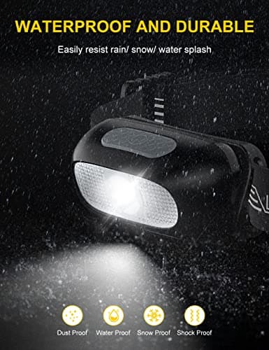 CIRYCASE Head Torch, Ultra-Light Rechargeable LED Headlamp, White Red Light — view 3