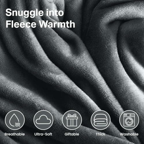 Oxford Homeware Fleece Blanket Sofa Throw Cuddly Reversible Soft Throws for Bed, Couch, Settee, Travel Lightweight and Breathable Blanket fit All Season (Grey, Throw/Single) — view 6