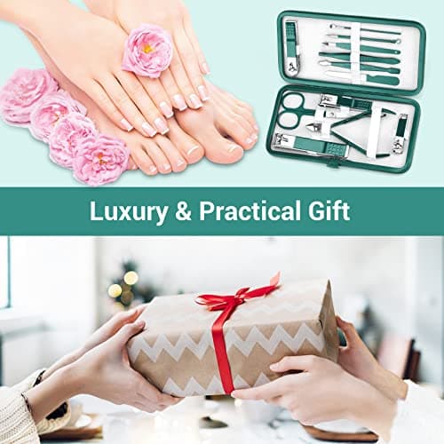 Nail Clippers Manicure Set DUAIU 12PCs Professional Nail Clipper Set Stainless Steel Pedicure Kit for Men Women Nail Care Tools Grooming Kit with Travel Case — view 6