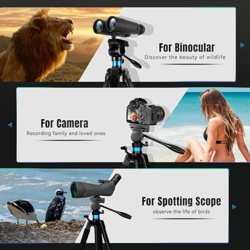 Binocular and Spotting Scope Tripod, 173 cm and 25 cm Mini Aluminum Tripod, with Binoculars Adapter and 2 QR Plates and Phone/ipda Holder, Compatible with Binoculars/Spotting Scope/Camera/Phone/ipda — view 5