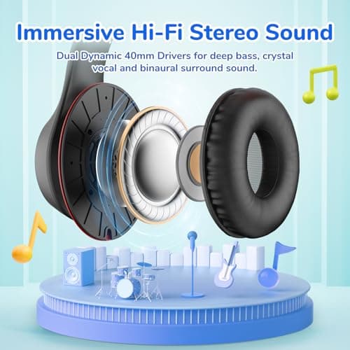 EarFun K3 Kids Headphones Wired with LED, Over Ear Headphones with Mic — view 4