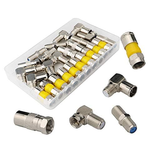 CESFONJER RG6 F-connector Kit, Coaxial cable adapter, f type coupler, F connector angle, Compression F-Type Plugs (Pack of 26 — view 2