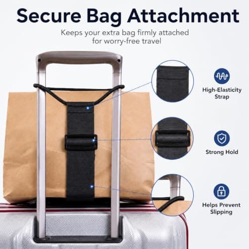 3 Pack Black Elastic Luggage Straps, Adjustable Suitcase Belts for Travel, Stretch Bungee Bag Straps for Backpack, Stroller, Carry-On Luggage & Moving Boxes, Secure Hands-Free Travel Accessories — view 6