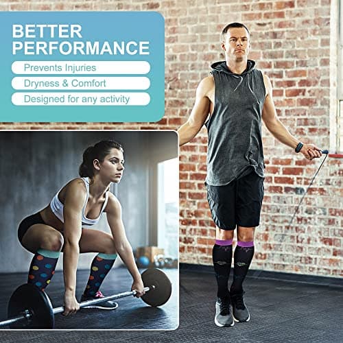 Pnosnesy Compression Socks, (2/4/6/7 Pairs) for Men & Women 15-20 mmHg is Best for Athletics, Running, Flight Travel, Support — view 3