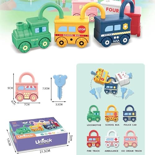 Lock and Key Toy,Preschool Matching and Counting Car Game for Toddlers — view 2