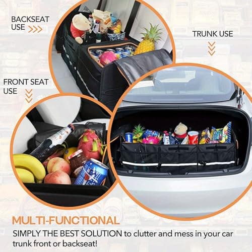Car Boot Organiser with Cooler Bag - Large Collapsible Trunk Organizer for SUV Van Car, Waterproof Boot Storage Box with Multi Compartments, Heavy Duty Boot Tidy for Women Men Camping Shopping — view 5