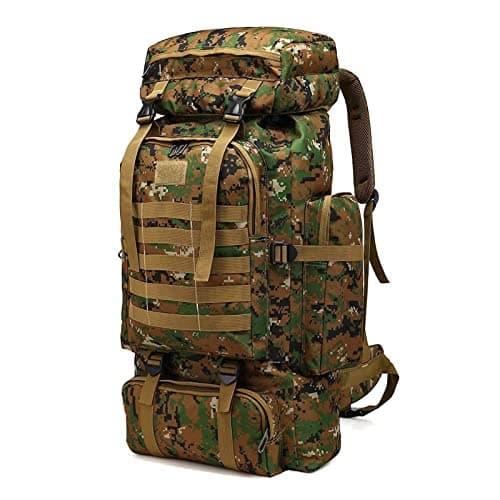 Kabxhueo Hiking Camping Backpack 60L-80L Military Tactical Backpack for Travelling Waterproof Survival Bag Large Molle Rucksack for Men for Travel Camping Hunting Fishing