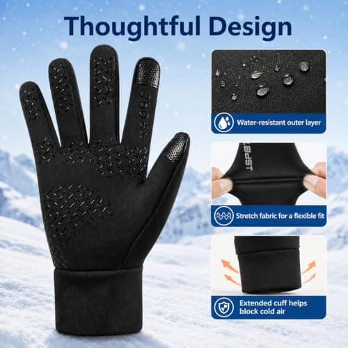 JRTEAY Cycling Gloves, Winter Thermal Gloves, Thermal Cycling Glovees for Men Women, Waterproof Touchscreen Winter Glovess, Windproof Full Finger Ski Running Driving Glovess — view 6